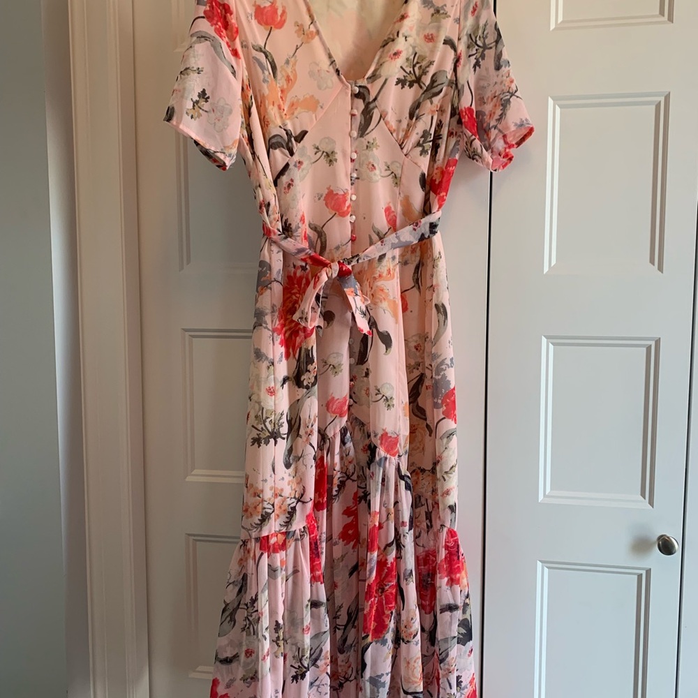 Floral Pink Maxi Dress EUC